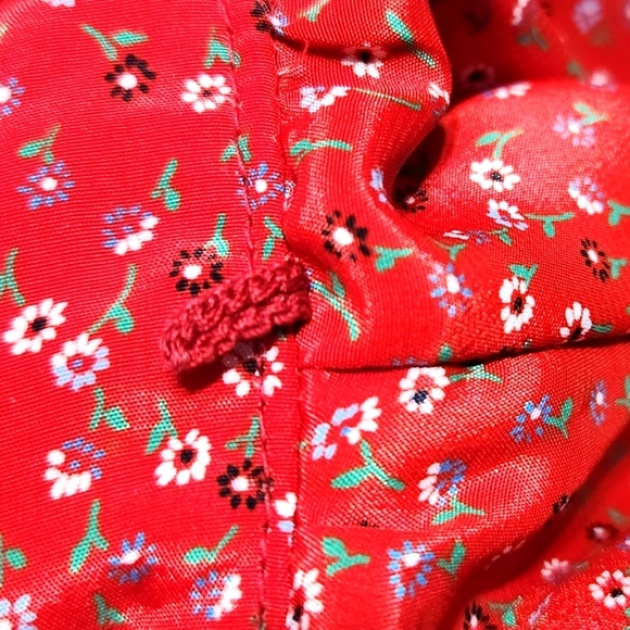 Vintage ILGWU The Villager Silk Union Made Ditsy Floral Red Size 14 Flowy Spring - Picture 7 of 7